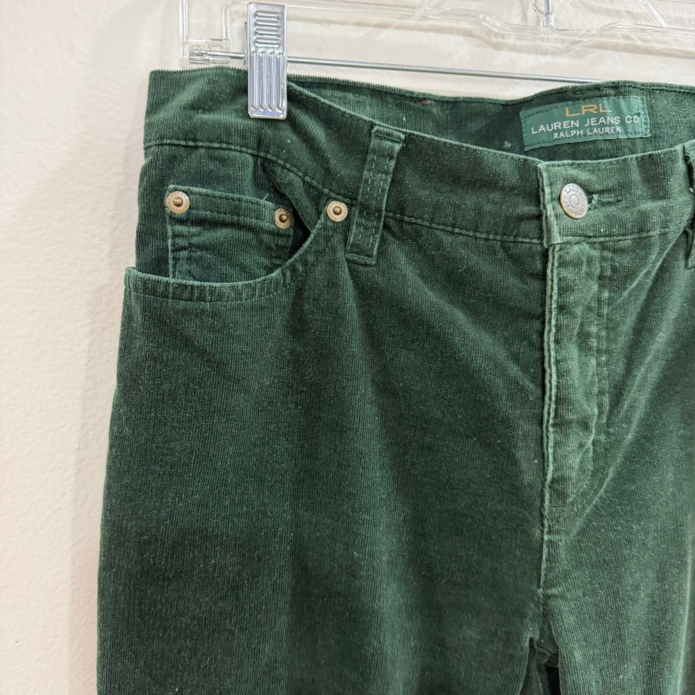 Lauren Ralph Lauren Corduroy Pants Women 6 Green Straight Leg Stretch cowgirls